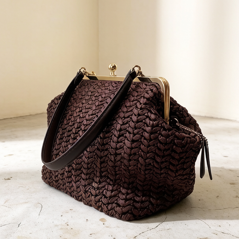 Hand-Woven Kisslock Frame Shou - огляд і ціна Women'S Raffia Bags