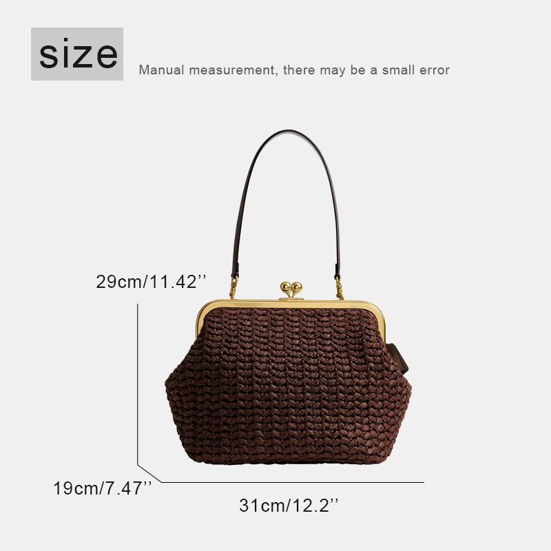 Hand-Woven Kisslock Frame Shou - огляд і ціна Women'S Raffia Bags